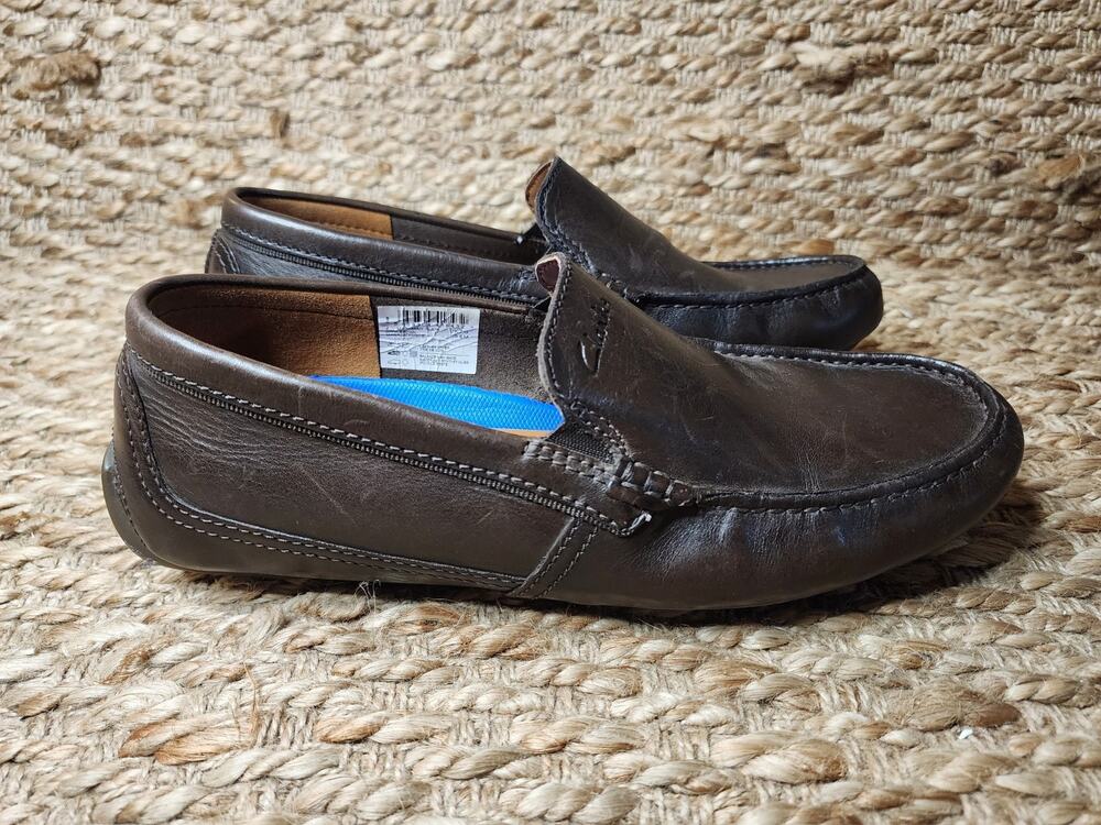 Clarks Driving Loafers Markman Plain in Dark Brown Leather Dress Shoes Size 8
